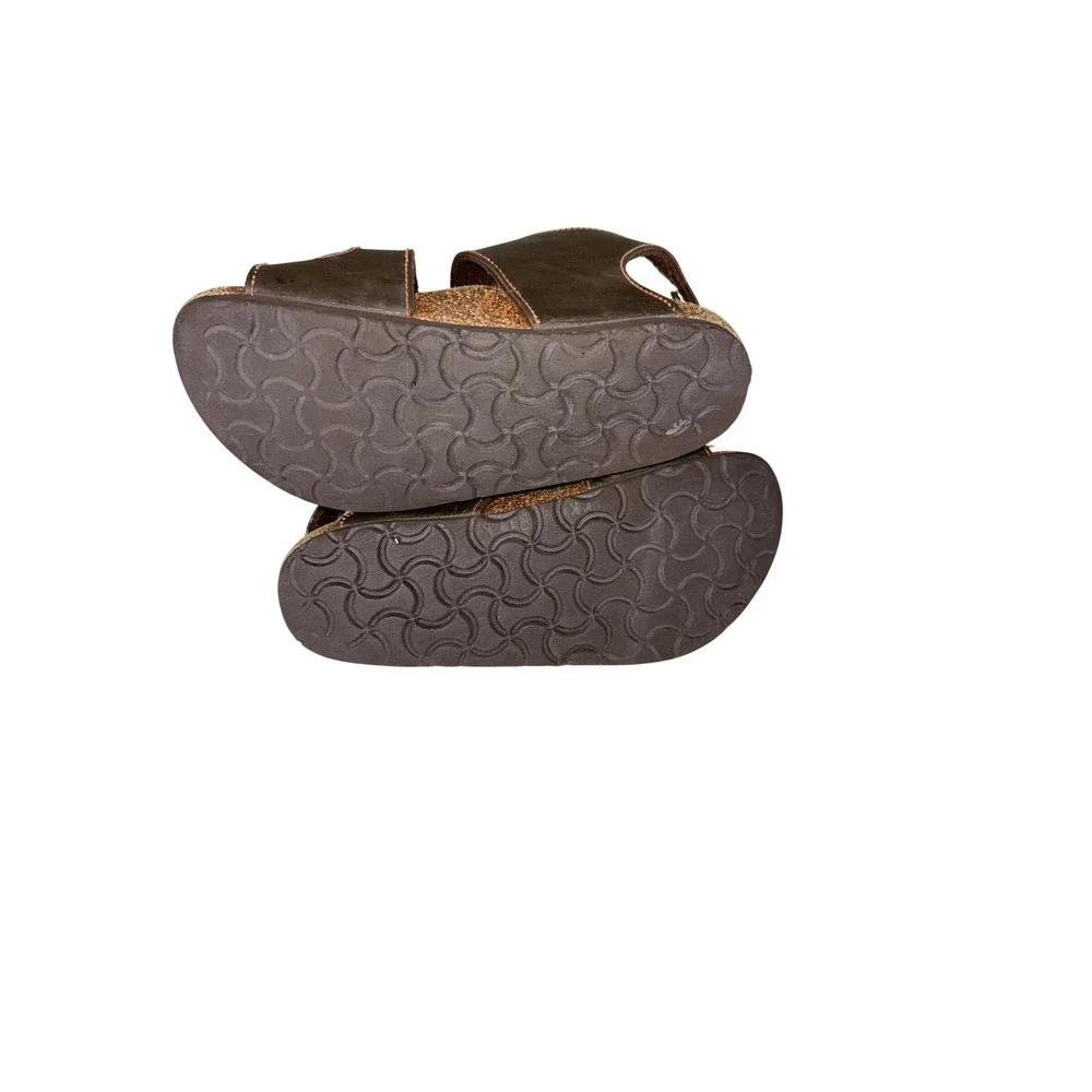Birkis‎ Birkenstock Kids Rio Sandals Brown Leather Triple Strap Size 33 210 L2